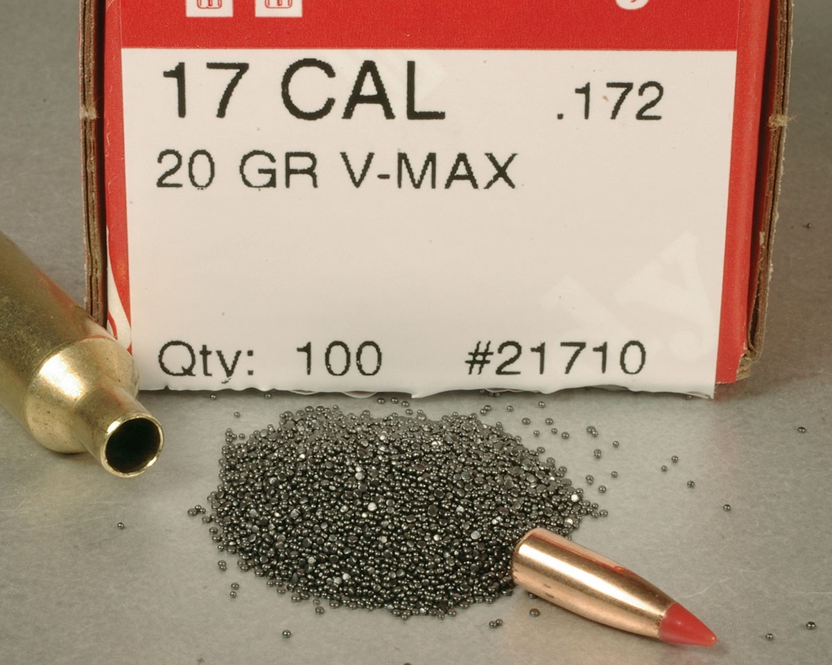 The .17 Fireball holds between 16 and 20 grains of powder.