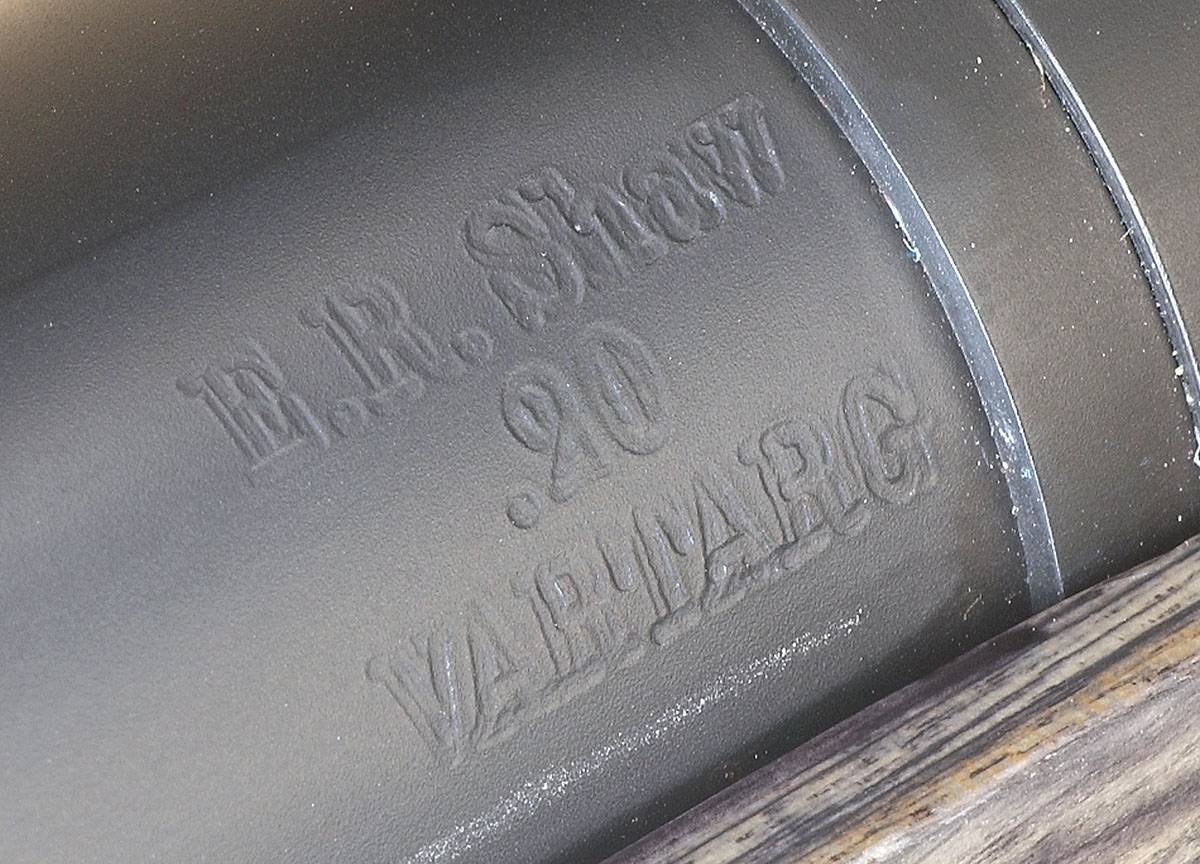 The E.R. Shaw barrel is stamped with the company name and the .20 VarTarg cartridge.