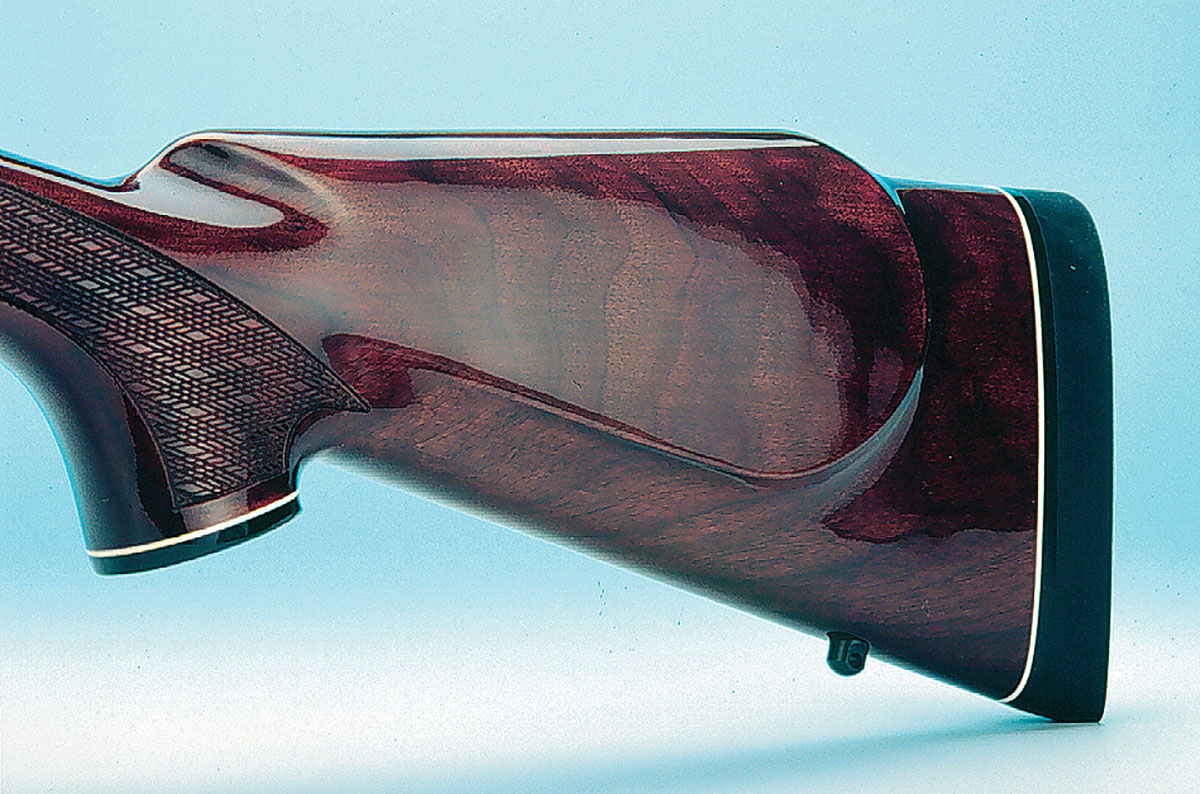 The one thing that is always missing on the lighter calibers is the recoil pad; Stan had one installed to his customary 131⁄2-inch pull.