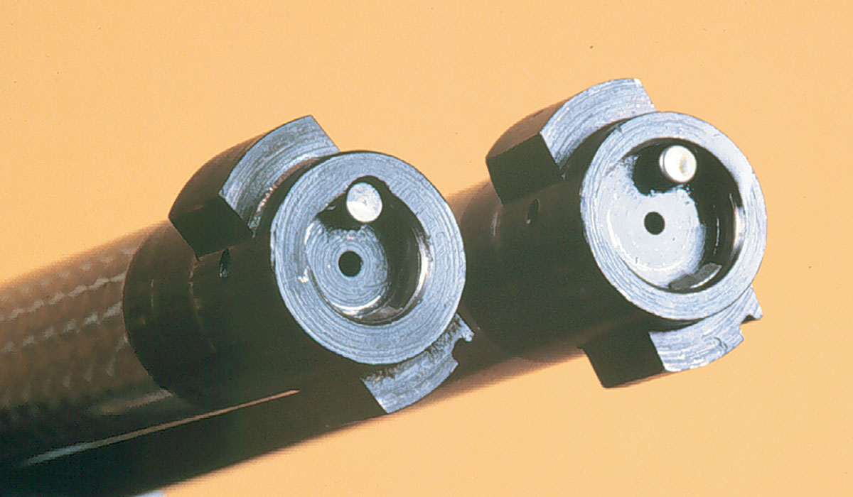 Remington basically used the same bolt face for the .17 caliber as it did for the .222 and .223 Remington. The bolt from a .250 Savage is on the right.