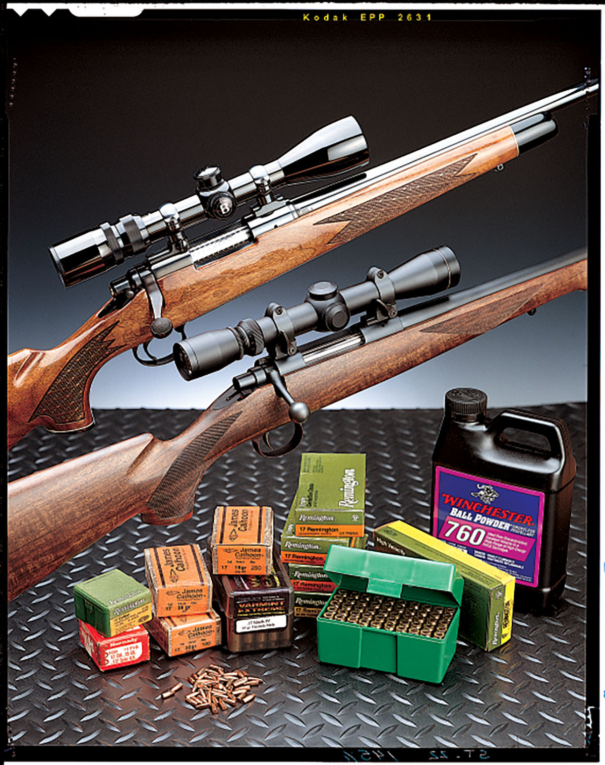 The two rifles used were a Remington Model 700 BDL .17 Remington (top) complete with a vintage Bushnell Trophy 3-9x scope and the Cooper rifle in .17 Mach IV with Leupold 3-9x Compact scope.