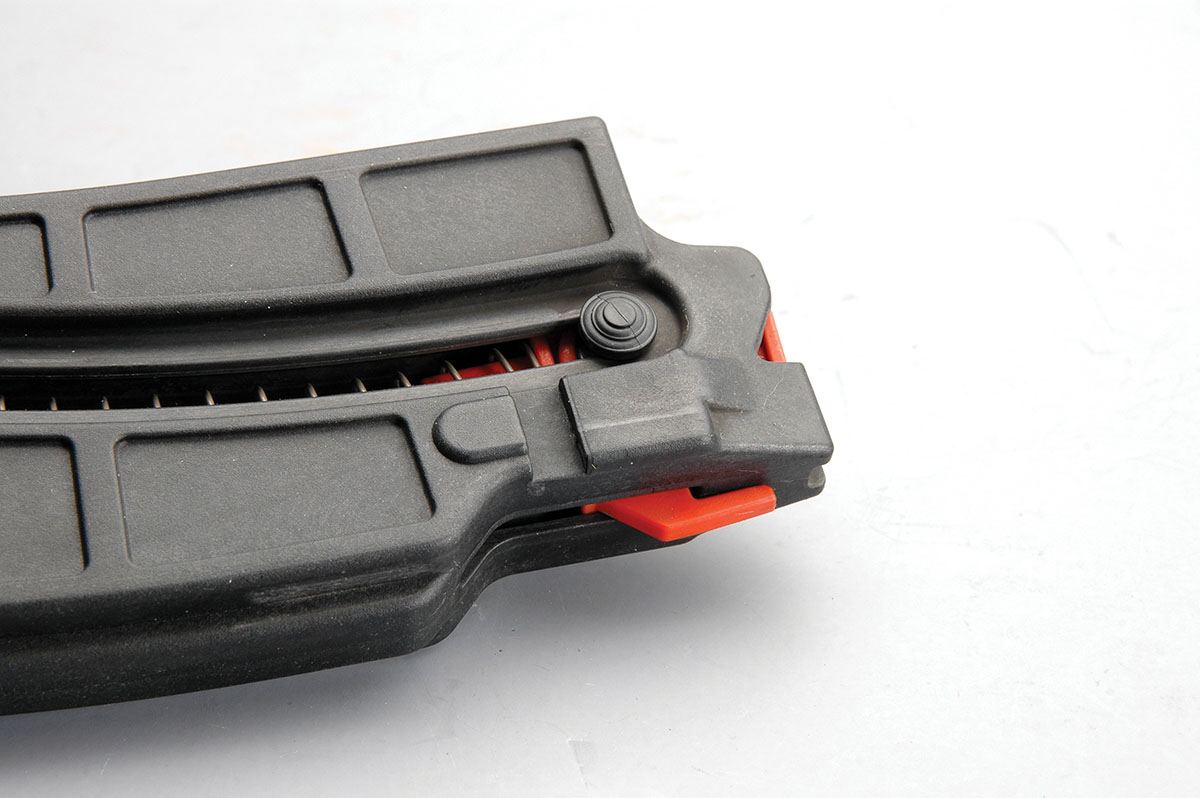 The magazine has a very clever hold-open design controlled by an extension on the follower on the back.