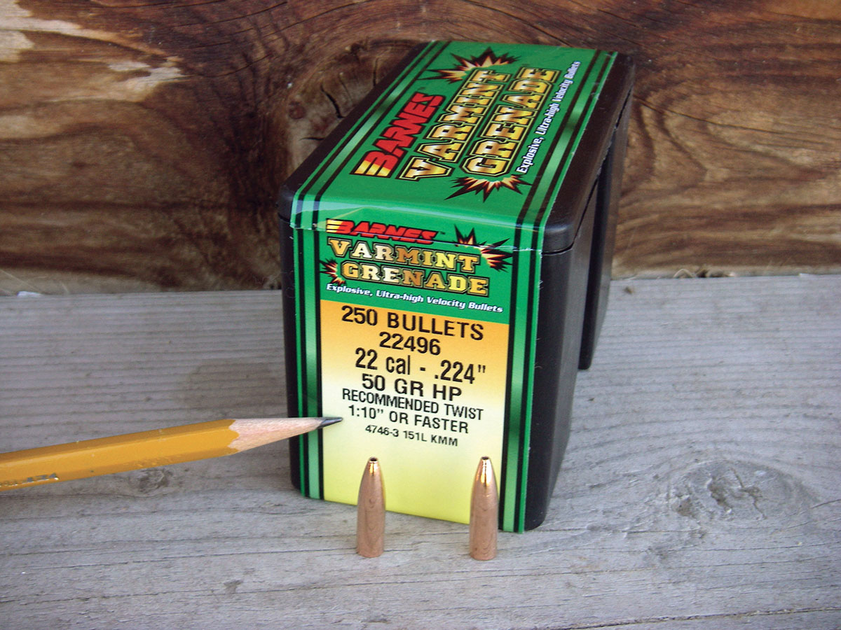 Long for caliber, the Varmint Grenade stabilizes in barrels with a 1 in 10 or quicker twist.