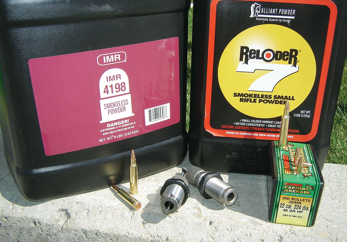 Powders used for the 223 Remington handloads included IMR-4198 and Reloder 7.