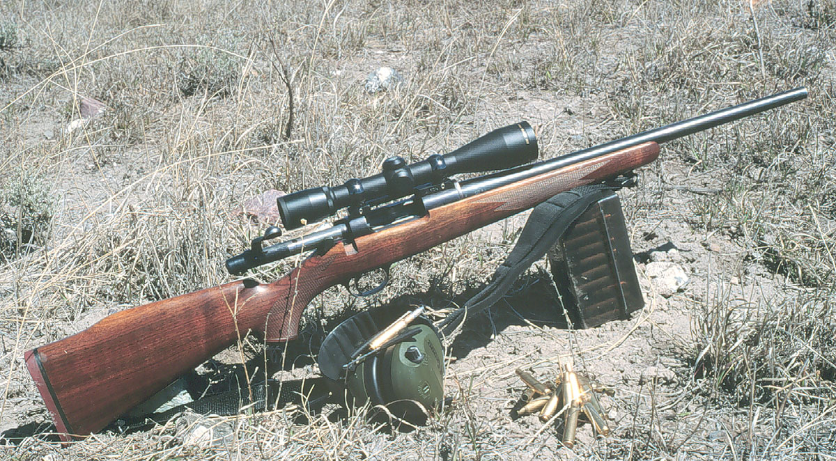 The Model 600 Remington with a Nikon 4x scope is more of a deer rifle, but with cast bullets it’s cheap to shoot at gophers.