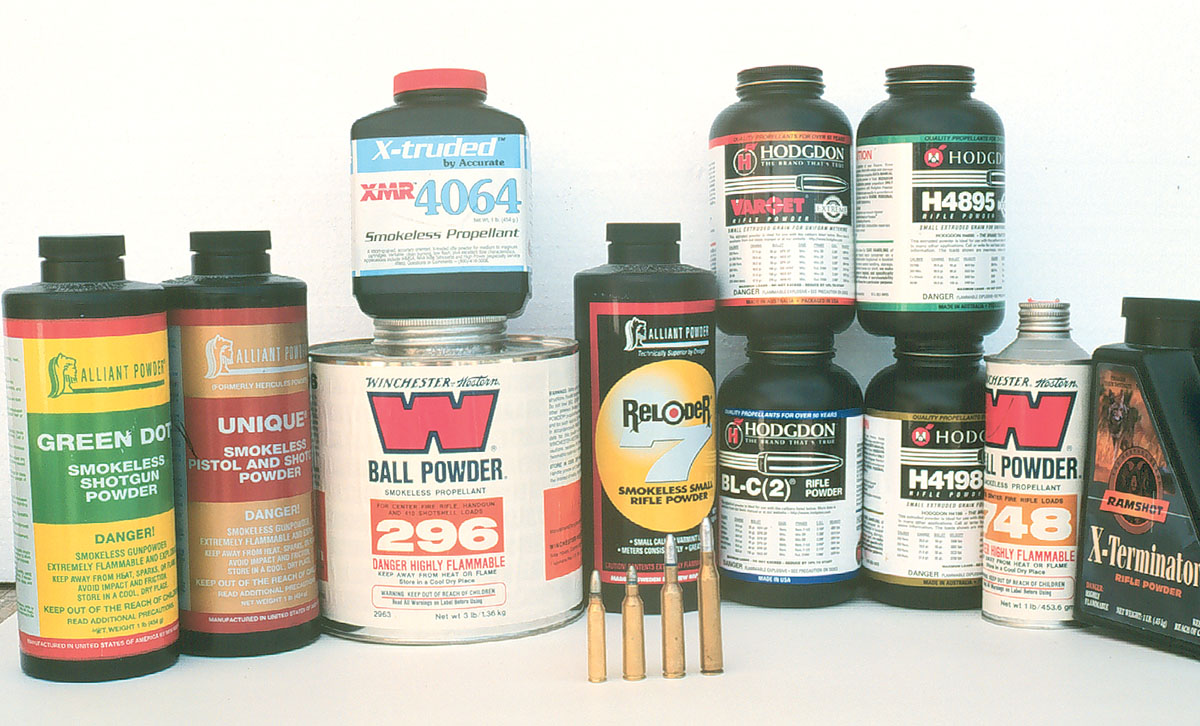 A large assortment of powders were tried in the 223, 22-250, 6mm and 25-06 Remingtons with cast bullets.