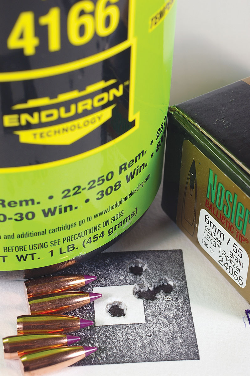 Nosler 55-grain Ballistic Tips from a Cooper 243 Winchester shot this group.