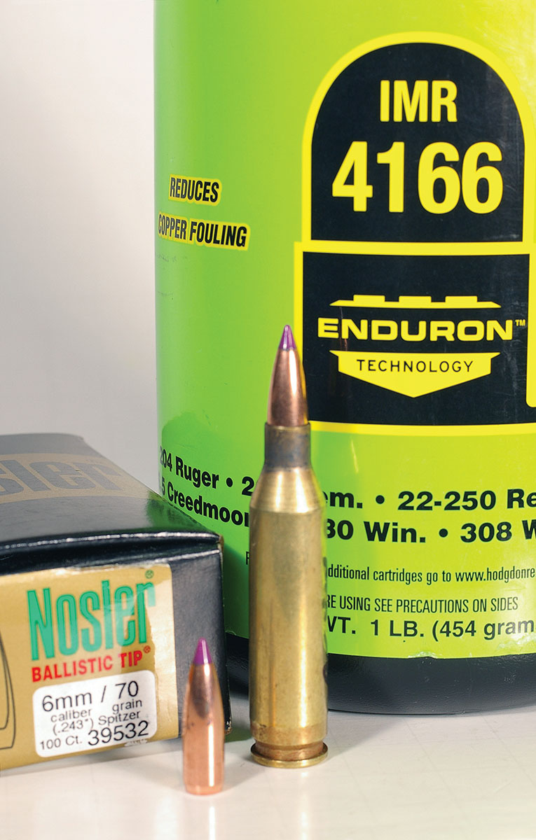 Pouring IMR-4166 directly from a powder measure into 243 Winchester cases produced low velocity variations.