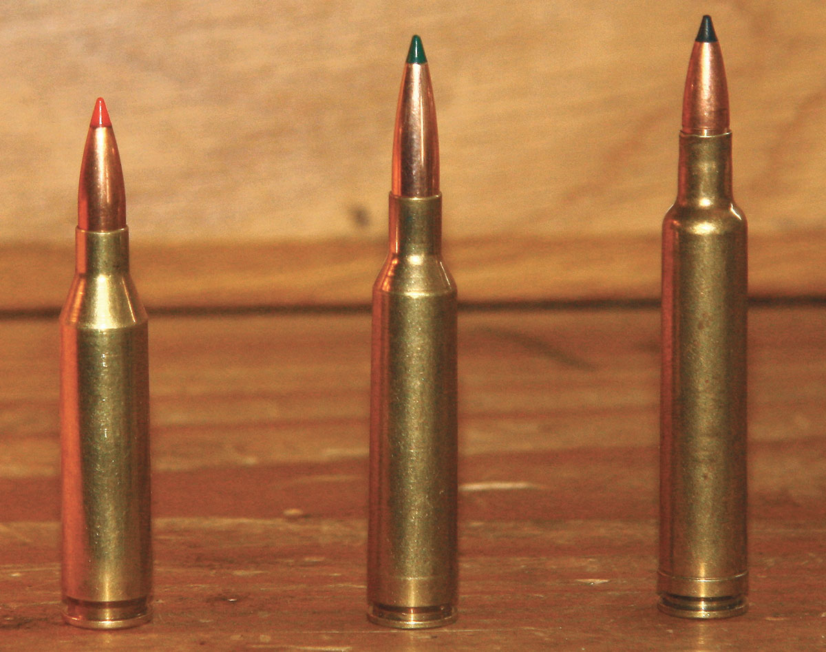 Current 6mm/.24-caliber cartridges include (left to right): the 243 Winchester, 6mm Remington and 240 Weatherby Magnum. Winchester’s contribution has proven most commercially popular.