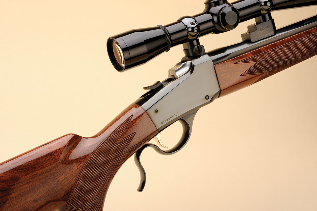 The Browning Low Wall follows the lines of the first rifle as made by John Browning at the turn of the century. Fine-cut checkering and semi-fancy wood made this rifle worth keeping.