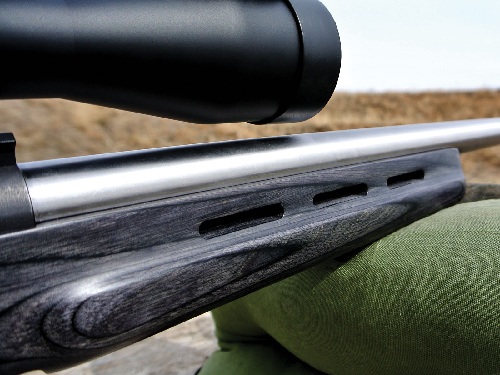 The Stocky’s thumbhole stock features slots to promote barrel cooling between shots. The new stock was aesthetically pleasing and reduced the rifle’s weight by almost 2 pounds.