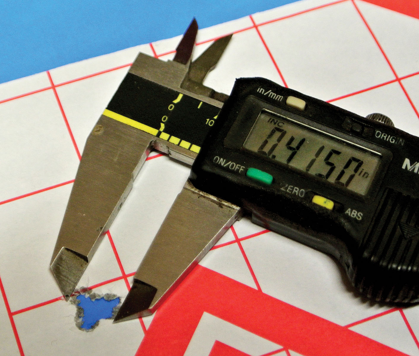 A very typical group from Hornady’s 105-grain HPBT match bullet paired with Ramshot Magnum powder.