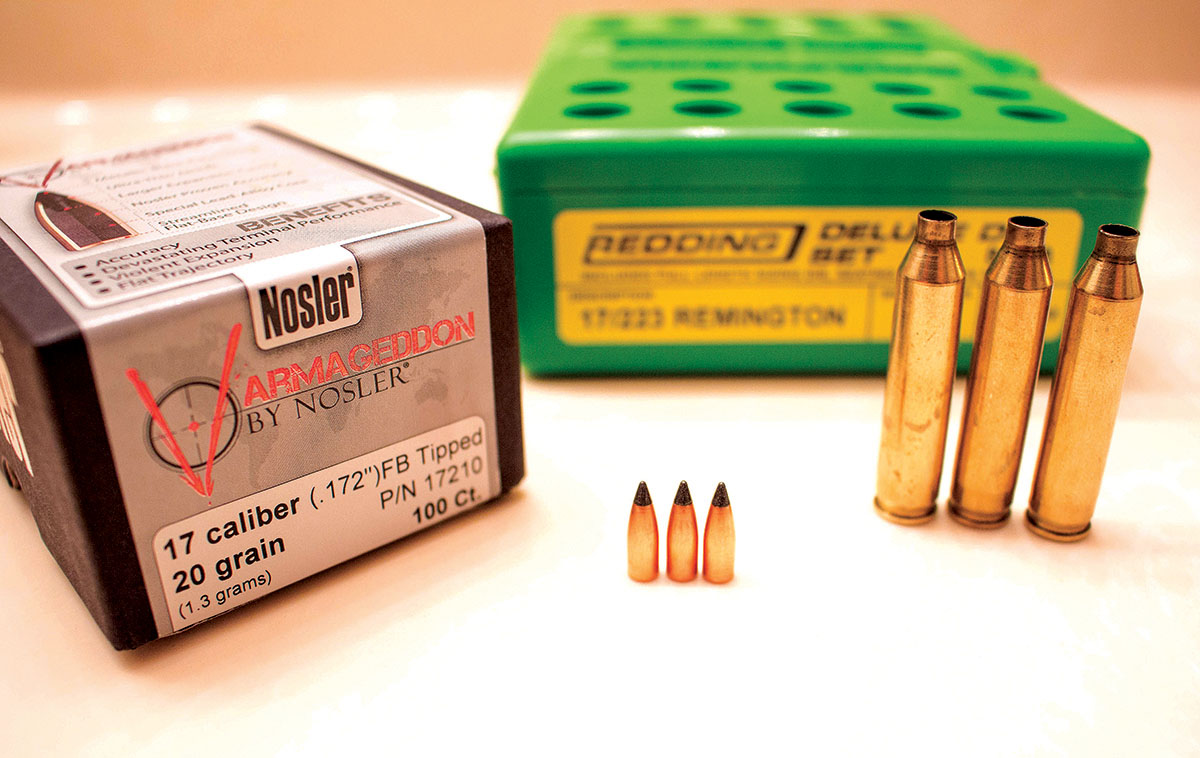 The Nosler 20-grain Varmageddon is an explosive varmint bullet.