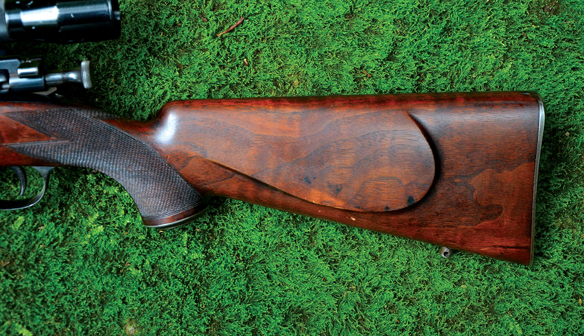 Tom Shelhamer stocked Layne’s rifle with black walnut in the old American classical styling with a trim cheek rest said to have been designed by Townsend Whelen.