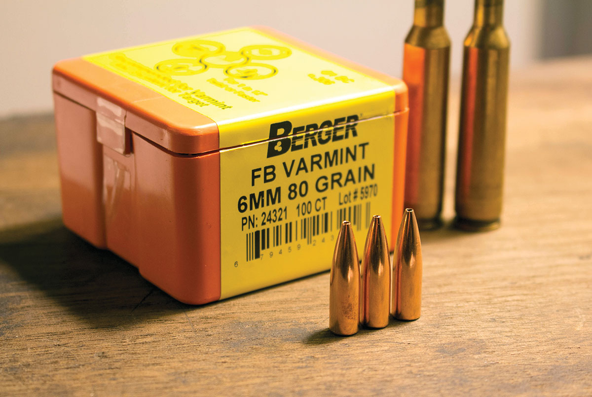 The Berger 80-grain FB Varmint 6mm bullet is a good middle-of-the-road choice for any 6mm rifle.
