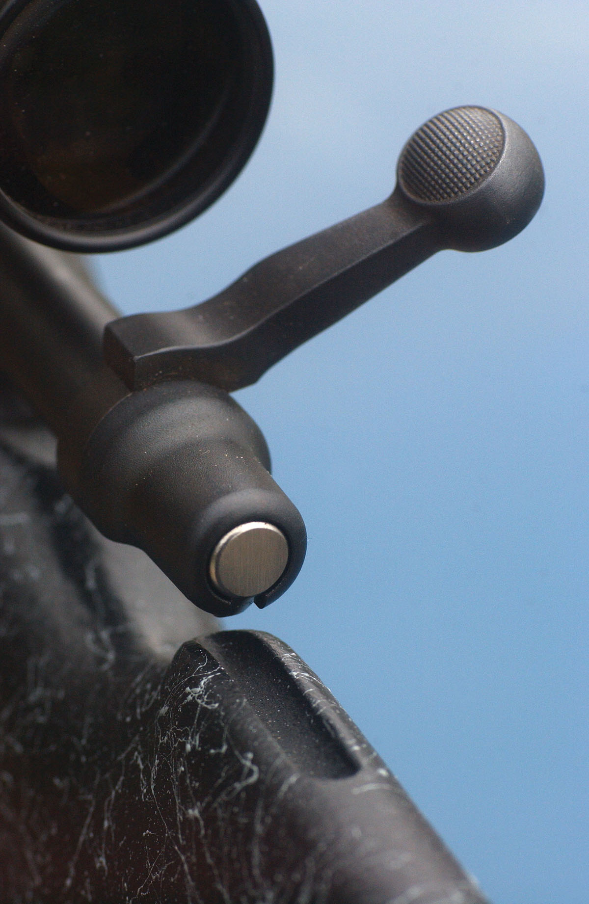 The stock on the Remington Model 700 Long Range has a cut-out at the top of the comb to make sure there is no contact during operation or removal of the bolt.