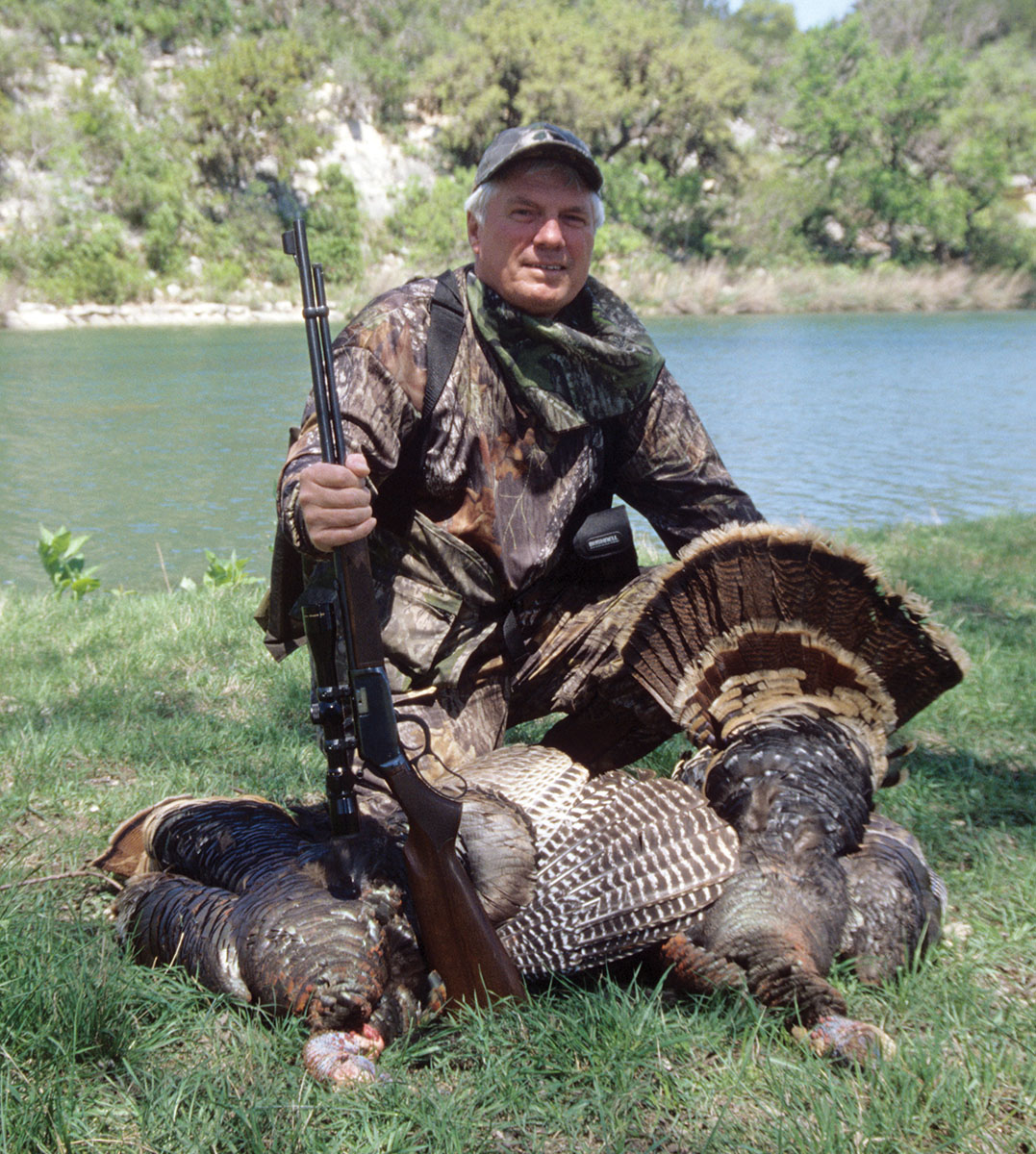 Layne shot these gobblers at less than 50 yards with a Winchester 9422 .22 WMR, and both dropped in their tracks. He considers the .22 WMR superior to the .17 HMR for taking game of this size as well as large varmints such as groundhogs and coyotes.