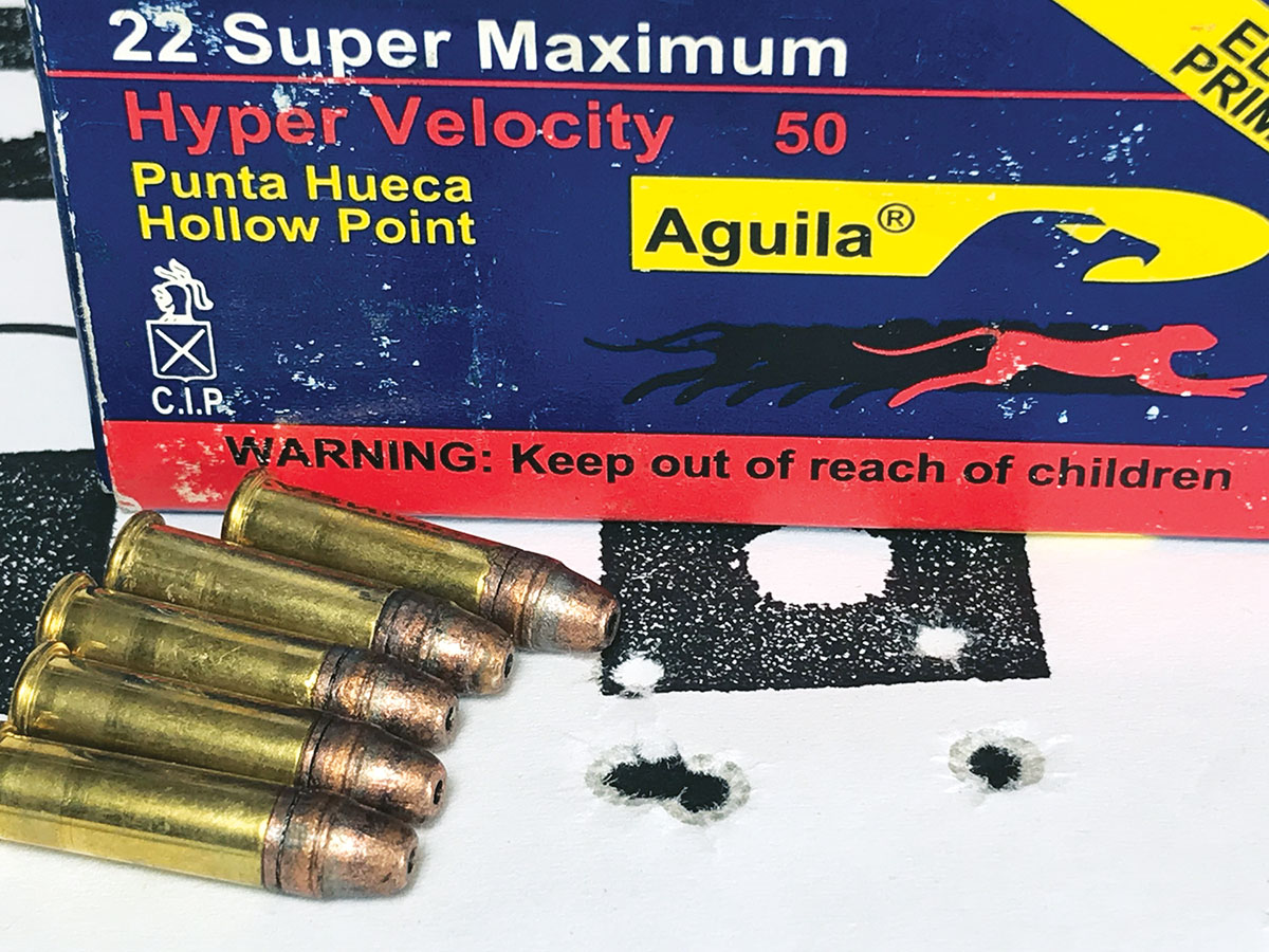 Aguila hollowpoint Super Maximum ammunition grouped well at 50 yards.
