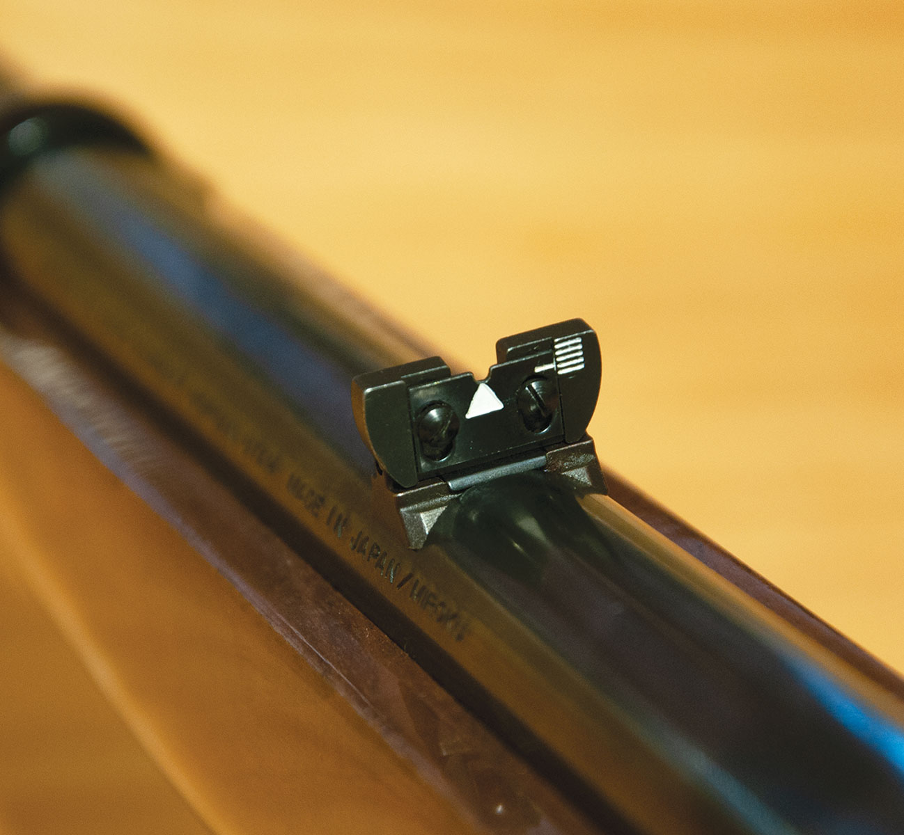 The rear folding sight tended to collapse when the muzzle was pointed downward. The rifle is therefore destined to accommodate a new Skinner sight.
