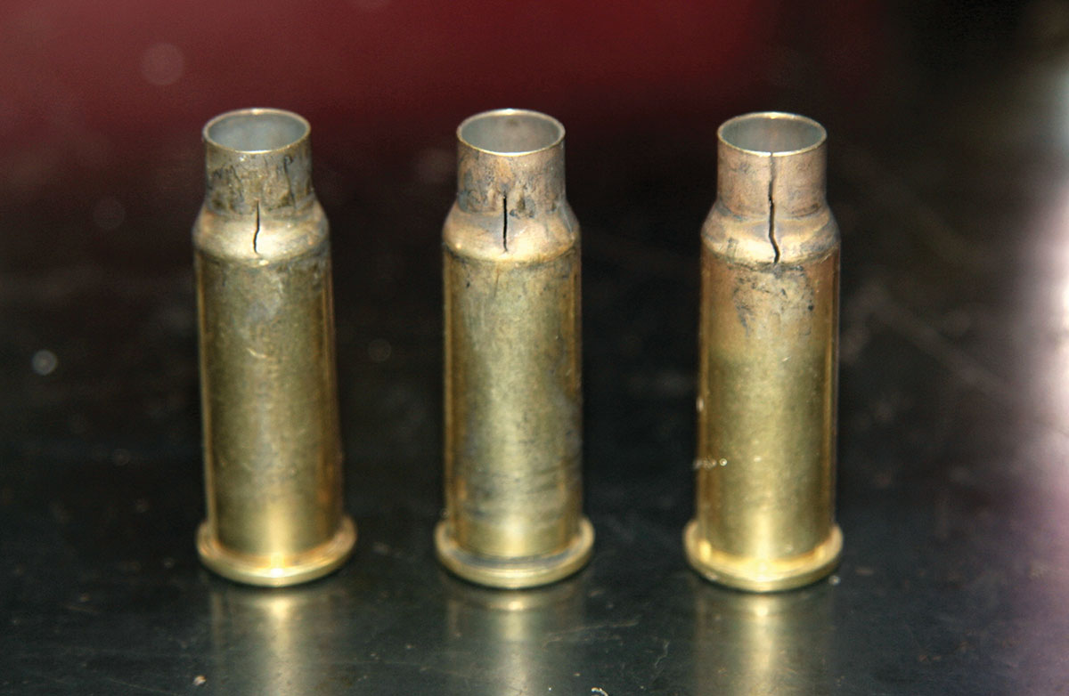 Necking any straight-walled cartridge way down will result in some split necks. Using new or carefully-annealed brass should minimize this problem.