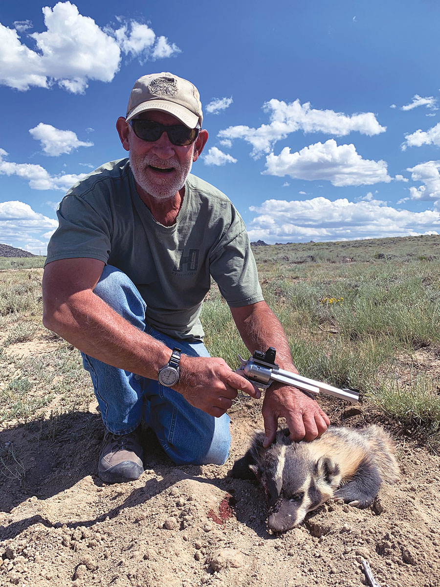 Dave Sturm, Hunting Operations Manager for Spur Outfitters, dropped this Wyoming badger with a perfect brain shot from his Freedom Arms 17 HMR at 50 yards.