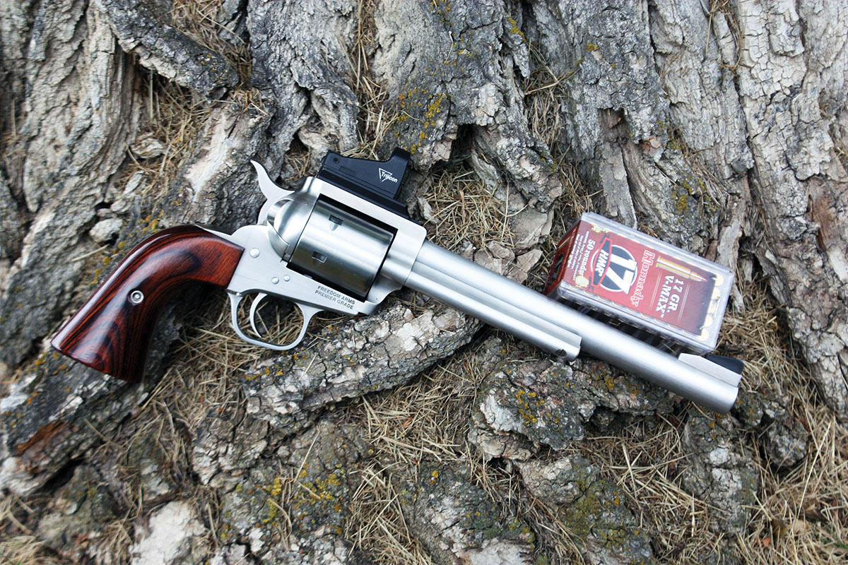 There is no massive amount of gear or reloading time required for a handgun varmint hunt, just a revolver and some .17 HMR ammunition.