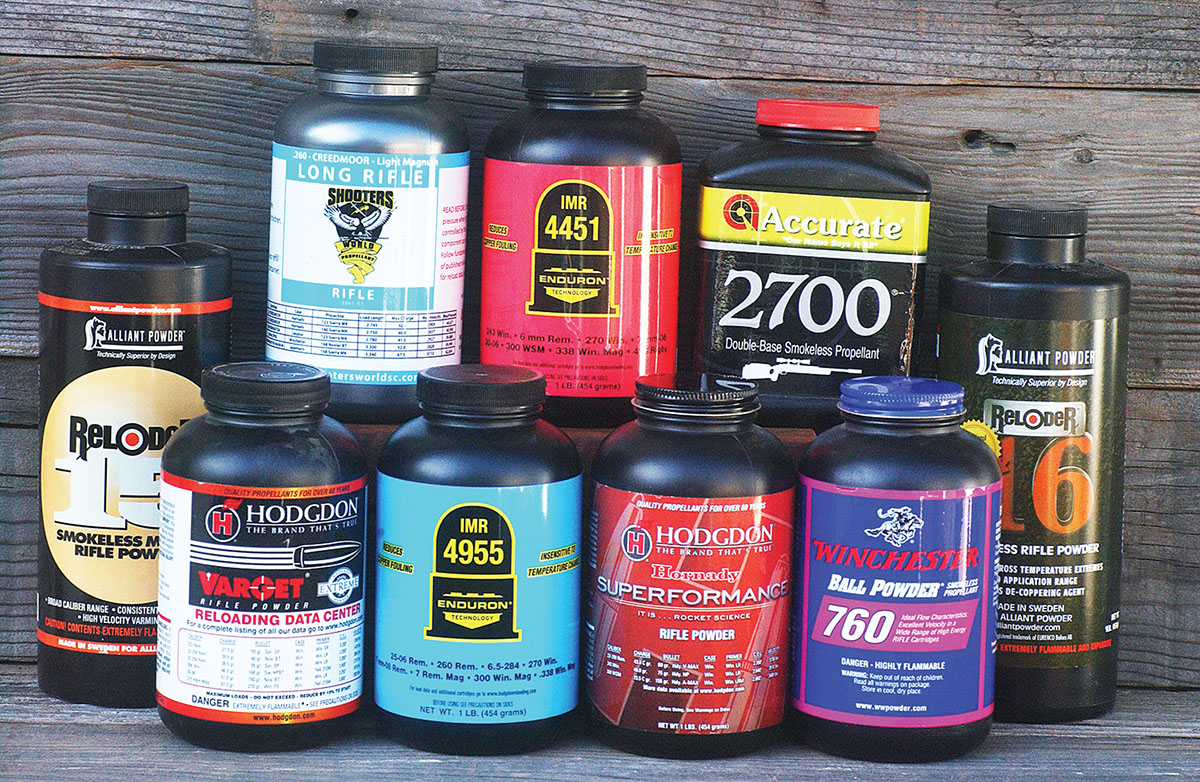 Ten different powders were used in testing the .250 Savage Ackley Improved. All of them performed well, with none showing extreme spreads of more than 50 fps.