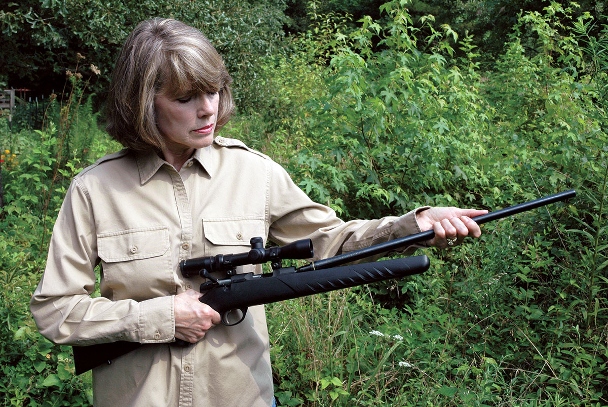 With its retention bolt loosened, the barrel is easily removed.