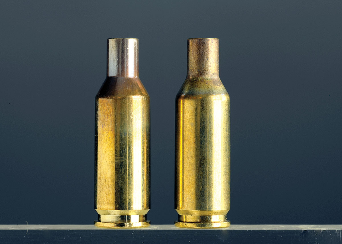 At left is the Lapua case; on the right is the Remington BR case.