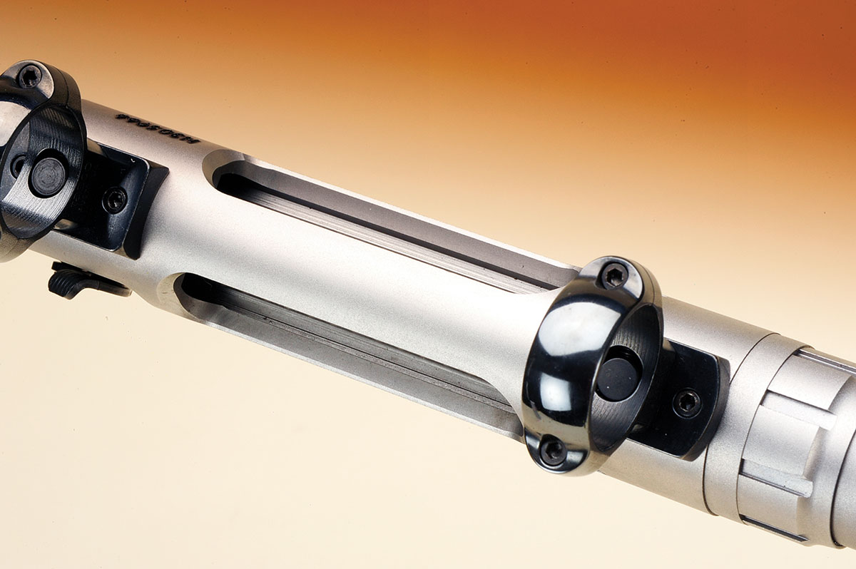 Note the dual “ejection” ports and how they relate to the single-shot action.