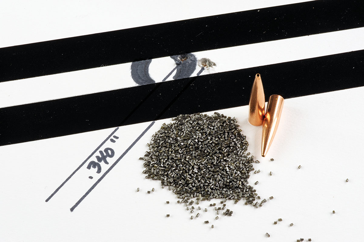 This is the second best group with the Berger 88-grain Match bullet at .340 inch with 29 grains of Vihtavuori N-140 powder.