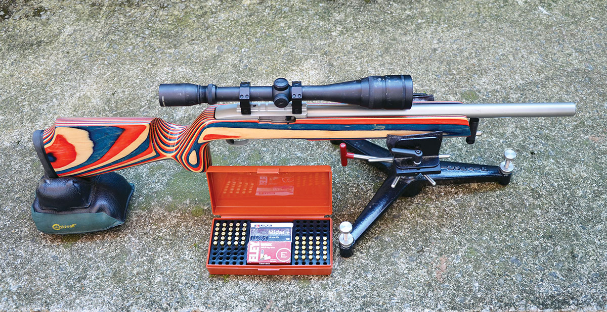 The heavy Lilja barrel on this 10/22 Targetmaster built by Don Fraley of D&J Custom is bedded solidly in the stock, while the action free-floats. It has a Bentz chamber and is incredibly accurate.