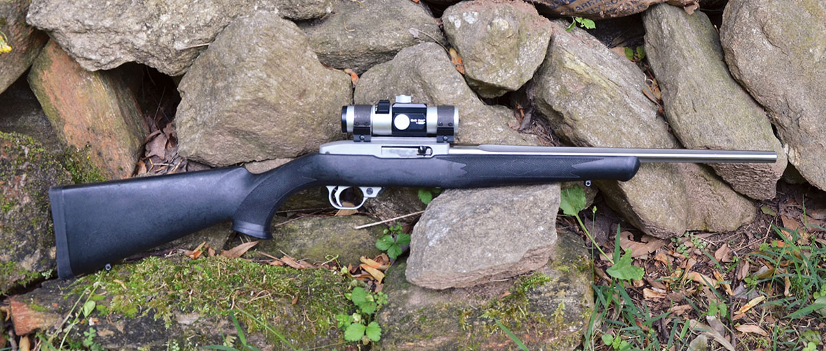 Weighing a mere 5 pounds with a Weaver Qwik-Point sight, this Feather version of the 10/22 was built years ago by the late Jim Clark Jr. of Clark Custom. It serves as proof that a custom 10/22 does not have to be heavy in order to be accurate.