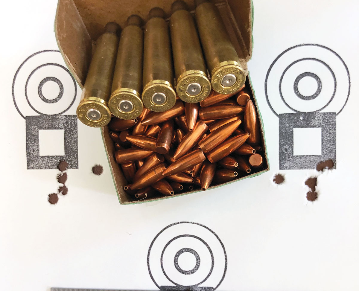 Disregarding the two wind-induced flyers when these two near identical .634-inch groups where shot, Randy believes that the higher 24x magnification of the barrel-mounted BALvar trumps the difference in accuracy between the receiver mount and barrel-mounted optics.