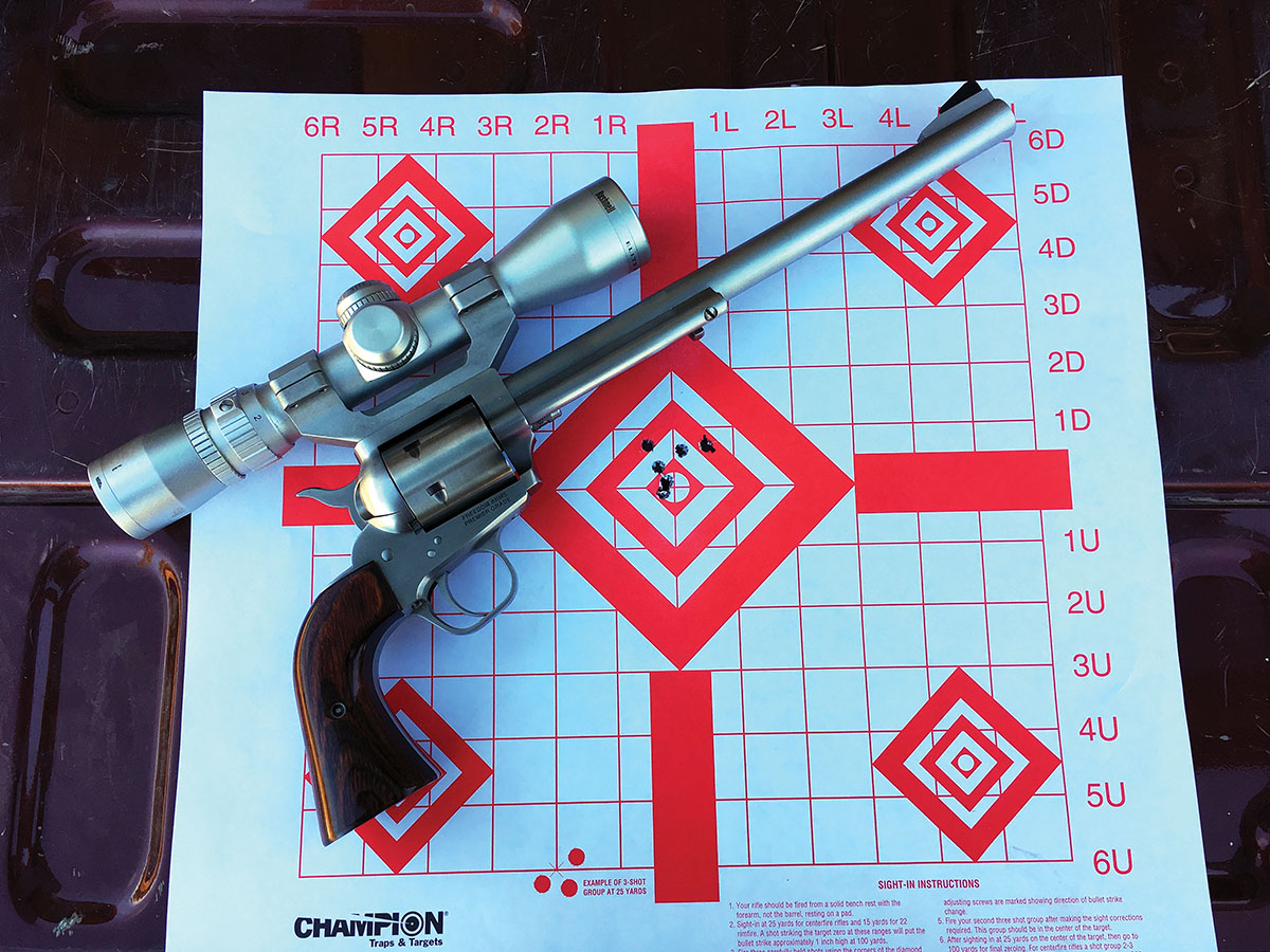 After working up handloads, some additional load experimentation produced this one-inch group.