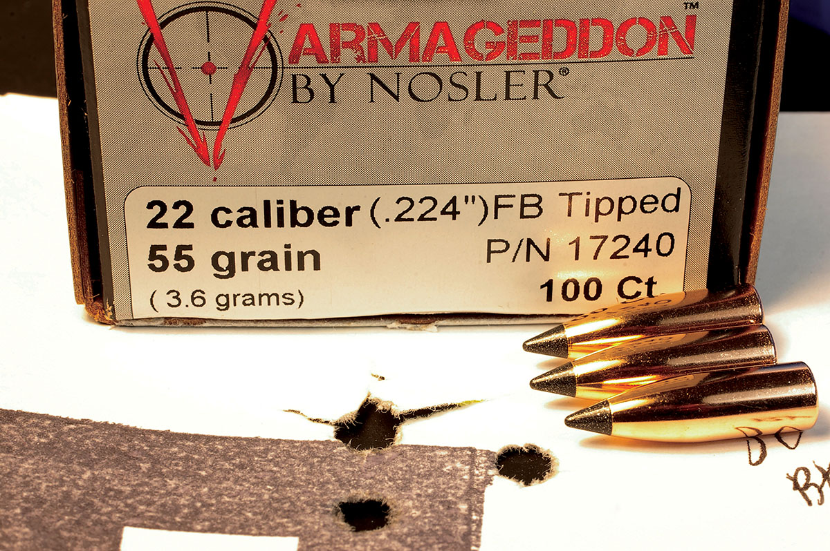 The .22-250 is the king of varmint cartridges because a 55-grain bullet, like Nosler’s 55-grain Tipped Varmageddon, fired at 3,700 fps solves any varmint shooting problem all through the year.