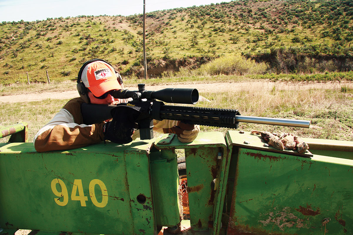Rock River Arms’ 24-inch LAR-15 Varmint A4 paired well with Trijicon’s 5-20x 50mm AccuPoint scope, serving perfectly whether calling coyotes or sniping distant ground squirrels.