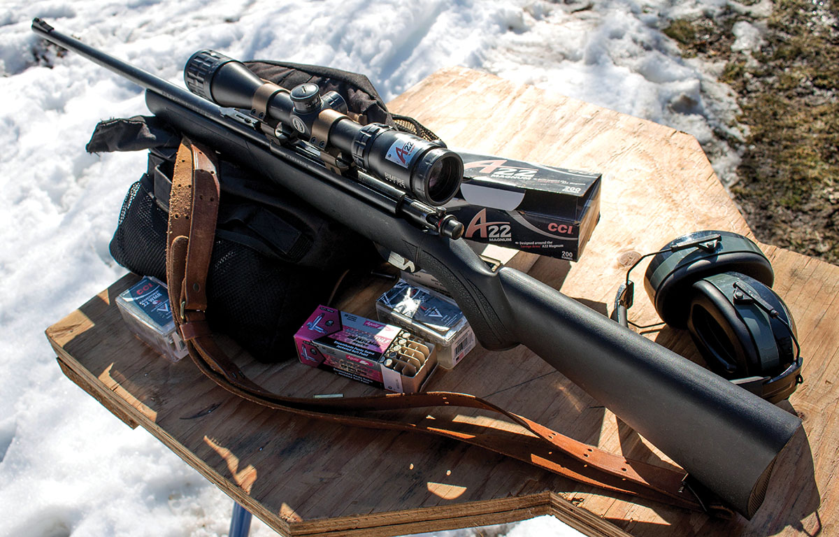 The Marlin XT-22 test rifle was topped with a Bushnell A22 3.5-10x 36AO rimfire scope.