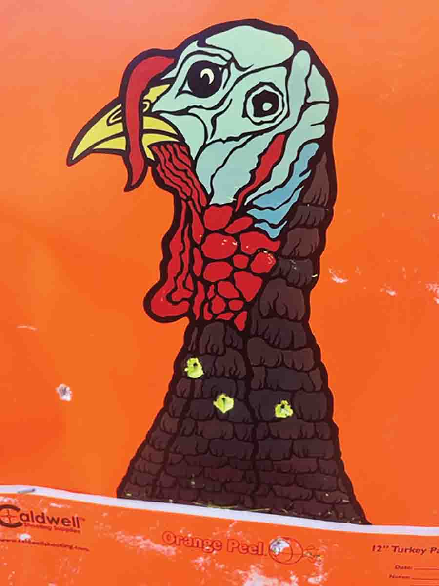 Setting up a “live target” at 35 yards resulted in three of the five shots inside 2 inches. Not every group was this size, but enough to make the day’s outing with a .22 handgun worthwhile.