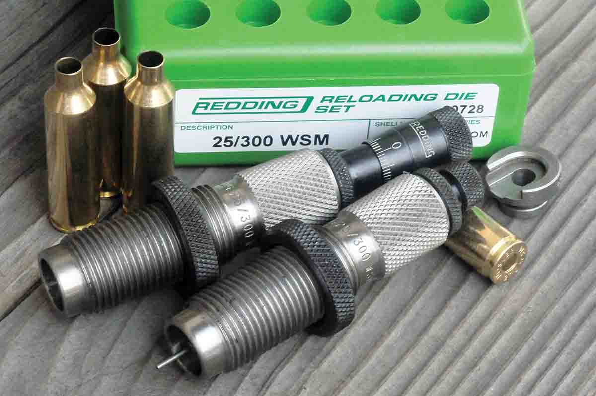 Redding stocks .25-300 WSM (the same as .25-270 WSM) reloading dies. The brass is made by running factory .270 WSM through the .25-270 WSM full-length sizing die in a single pass. No other case-forming steps are necessary.