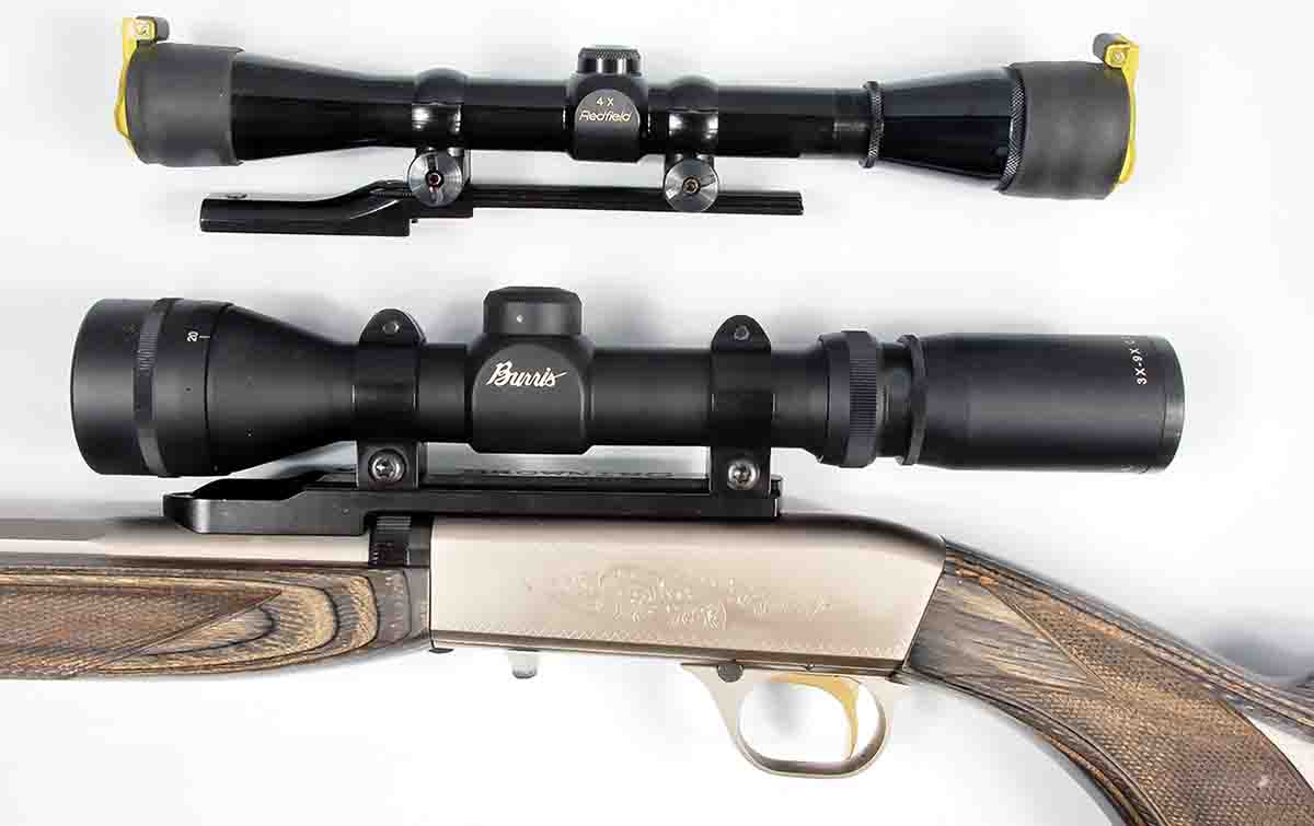 When compared to the original factory cantilever scope mount (top) of some years ago, the current cantilever mount and Talley rings offer a much sturdier and rigid scope mount system.