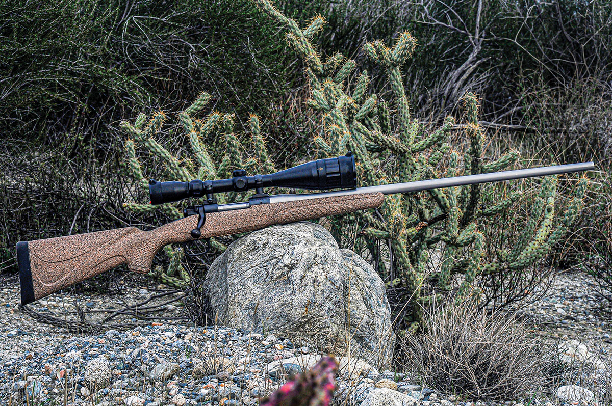 The 223 WSSM rifle used in testing featured a regular short-action Model 70 with a 26-inch Douglas barrel and a 1:14-inch twist for optimal use with light bullets. The stock is a factory Winchester synthetic stock and the scope was a Tasco 4-16x World Class model.