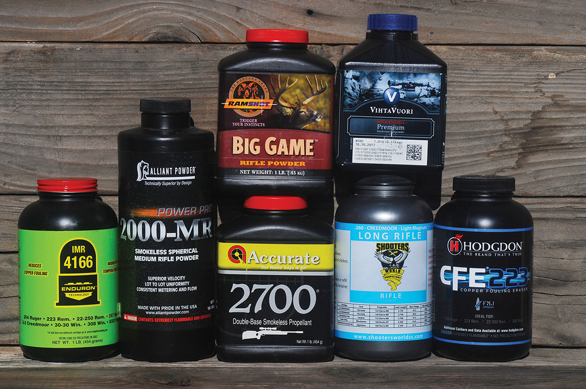 Several different powders were chosen with burn rates that were ideal for lighter bullets in the .223 WSSM case.