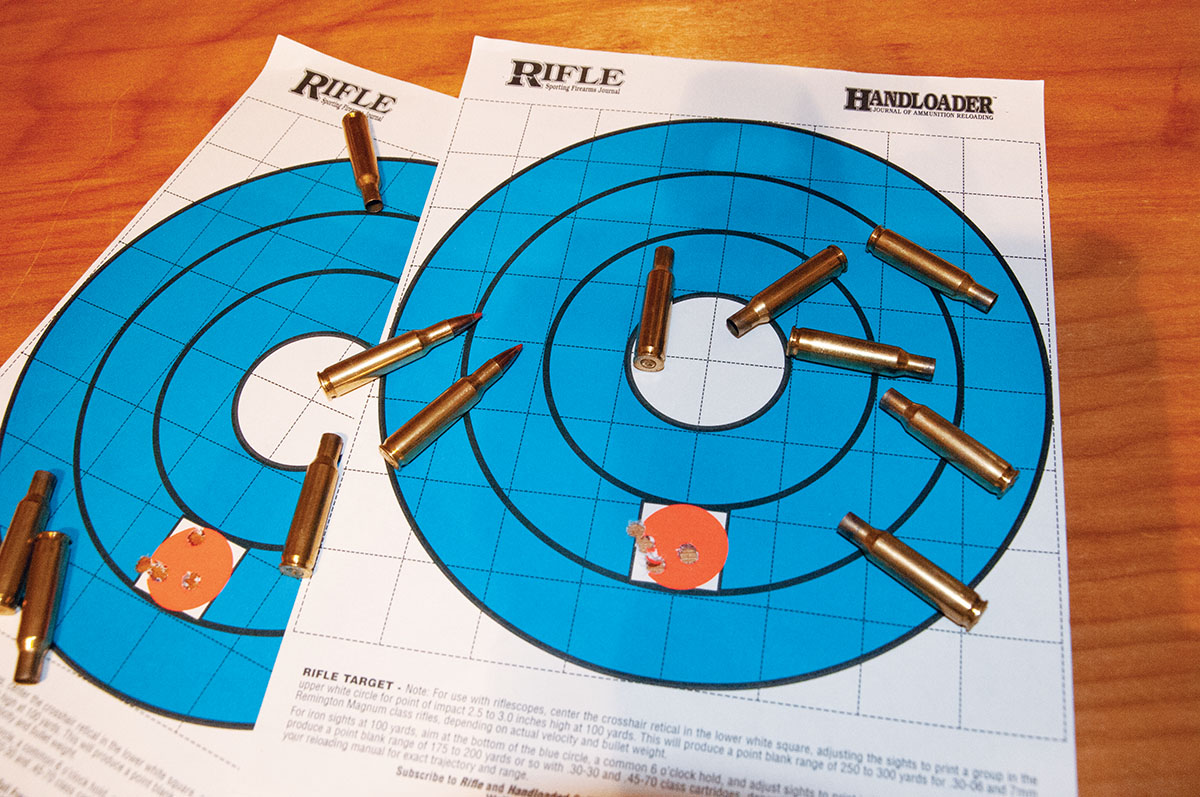Handloads using Nosler 35-grain Ballistic Tip Lead Free bullets with Benchmark powder provided a five-shot, .633-inch group.