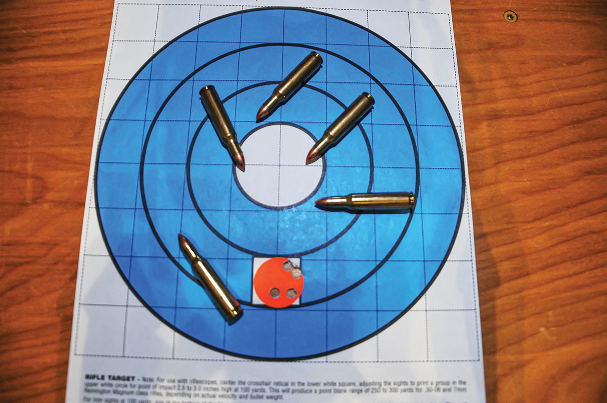 Hornady 24-grain V-MAX bullets and 24 grains of Benchmark powder provided a .611-inch group.