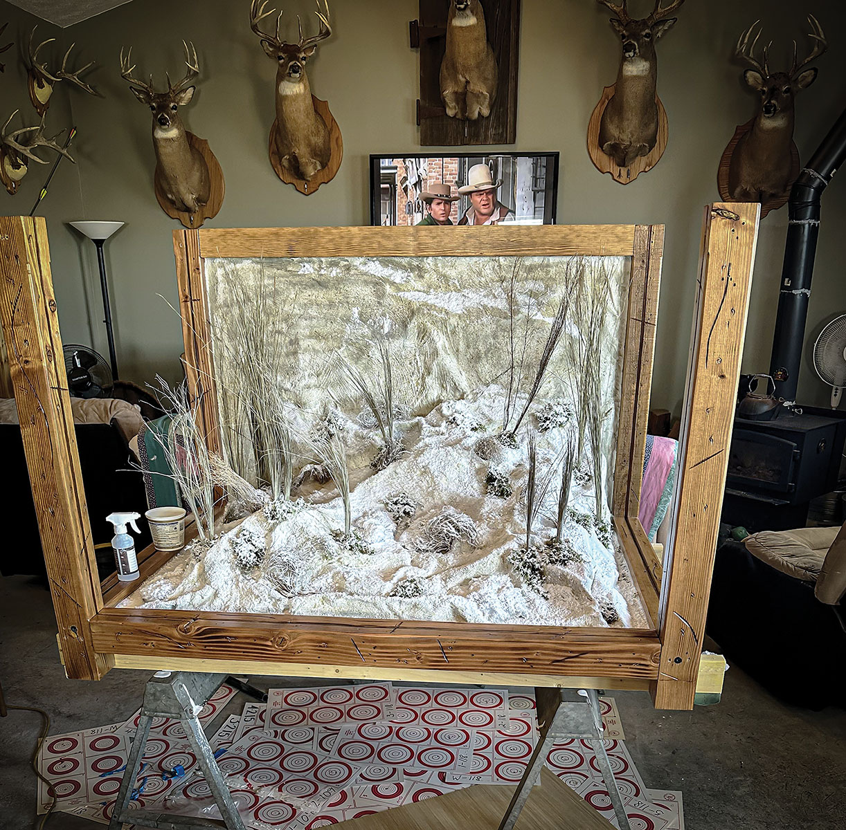 Even Hoss and Little Joe are amazed at Don’s finishing touches of the snow scene.