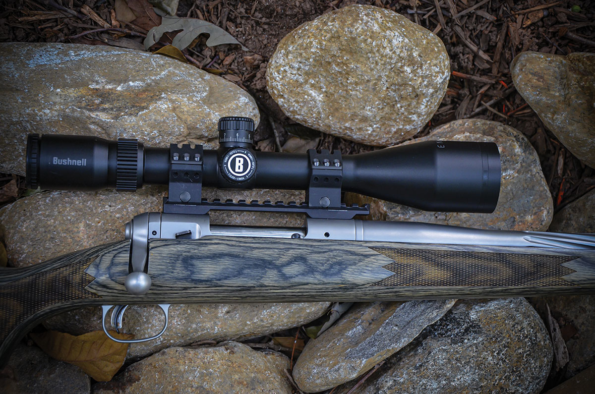 The “S” prefix in the serial number of this Mark VII rifle in 22 Creedmoor indicates it was built to the specifications of Shaw Barrels. The rifle weighs 8 pounds, 10 ounces, with the Bushnell 6-24X 50 Match Pro scope.