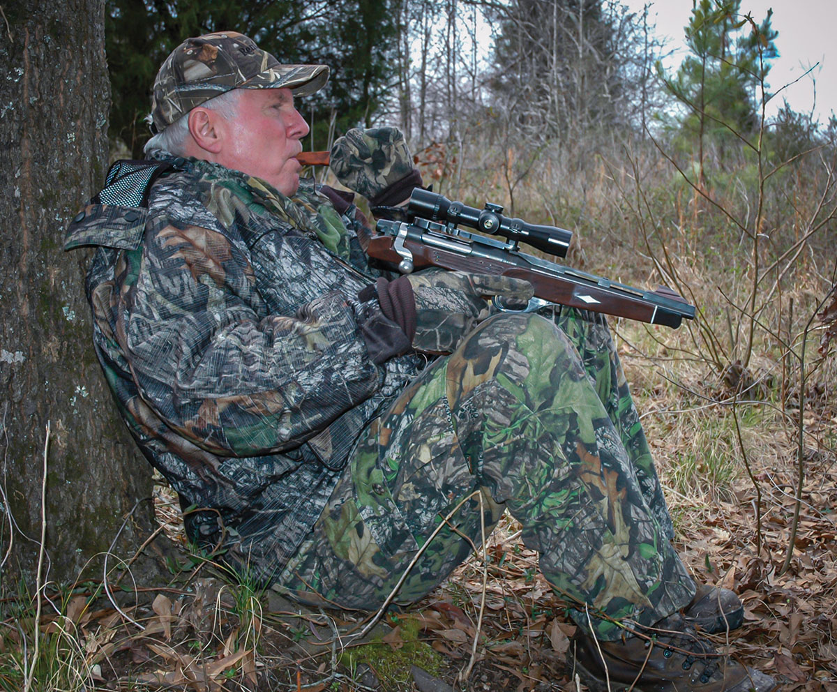 As illustrated by Layne here, the handgun’s compactness and light weight make it easy to maneuver for close shots at called-in foxes and coyotes.