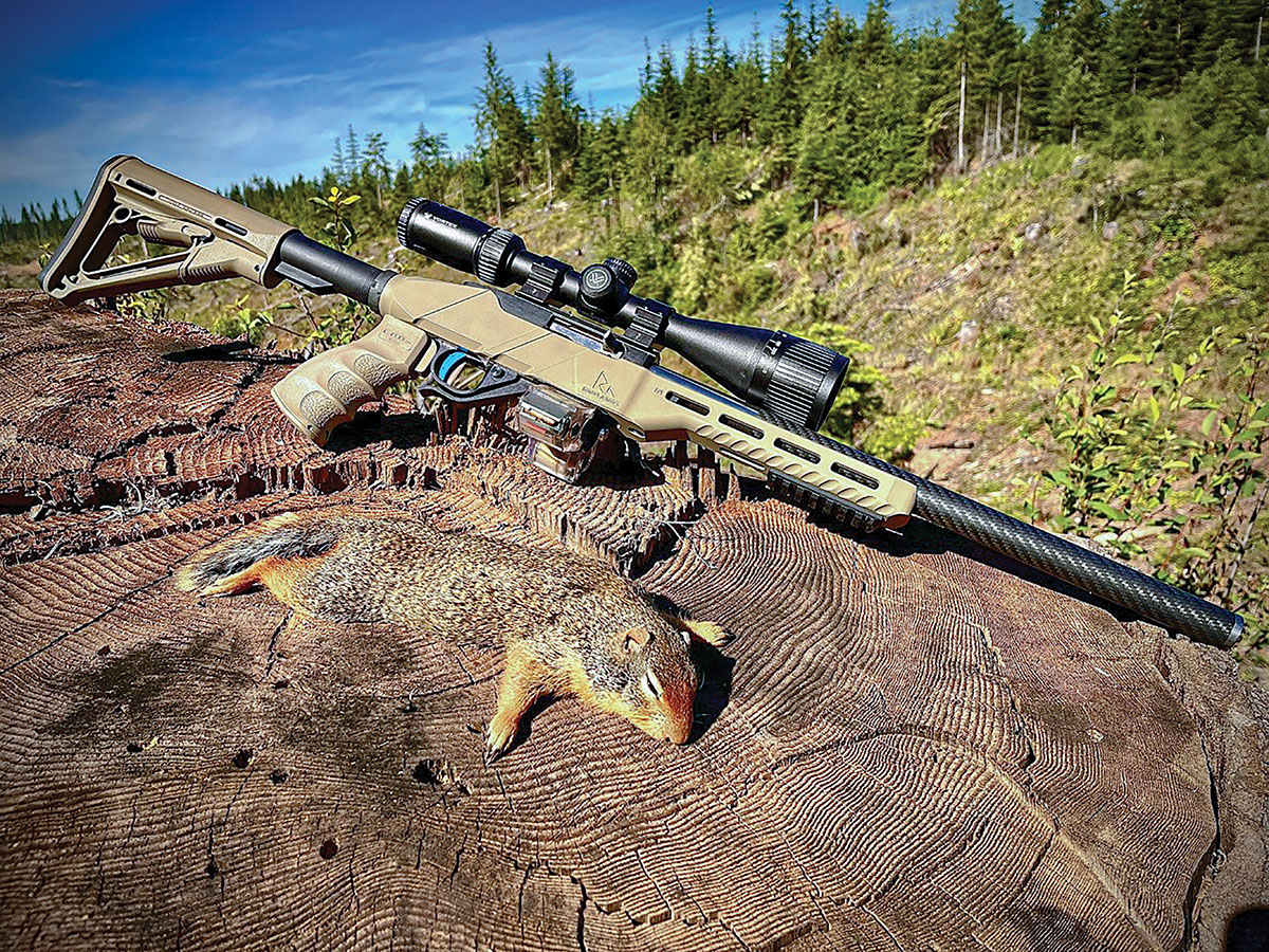 Rival Arms R-22 is the first milled-aluminum chassis system for the Ruger 10/22 that Patrick tried. It proved not only extremely accurate, but also lightweight and well-balanced between the hands.