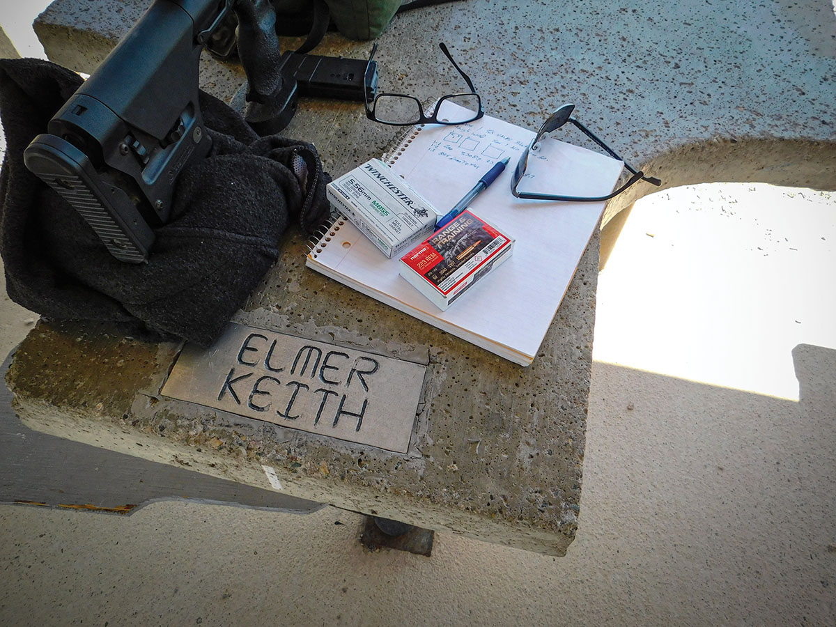 The benches at the public range in Salmon, Idaho, are each dedicated to prominent area shooters. The first bench in the line bears the name of Salmon’s famous son, Elmer Keith.